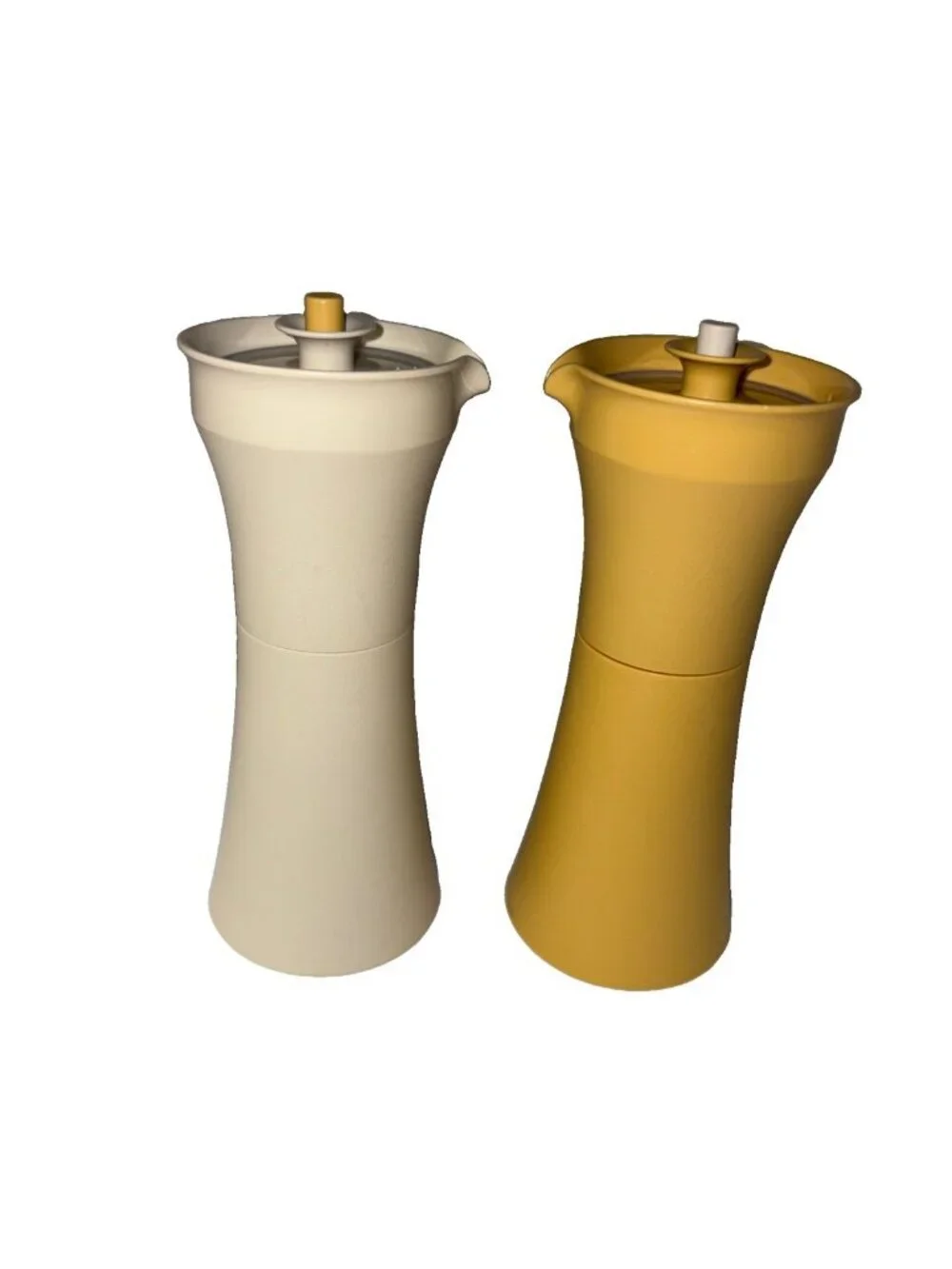 Tupperware  Oil & Vinegar Cruet Set, Almond & Harvest Gold 1246 Retro Vintage